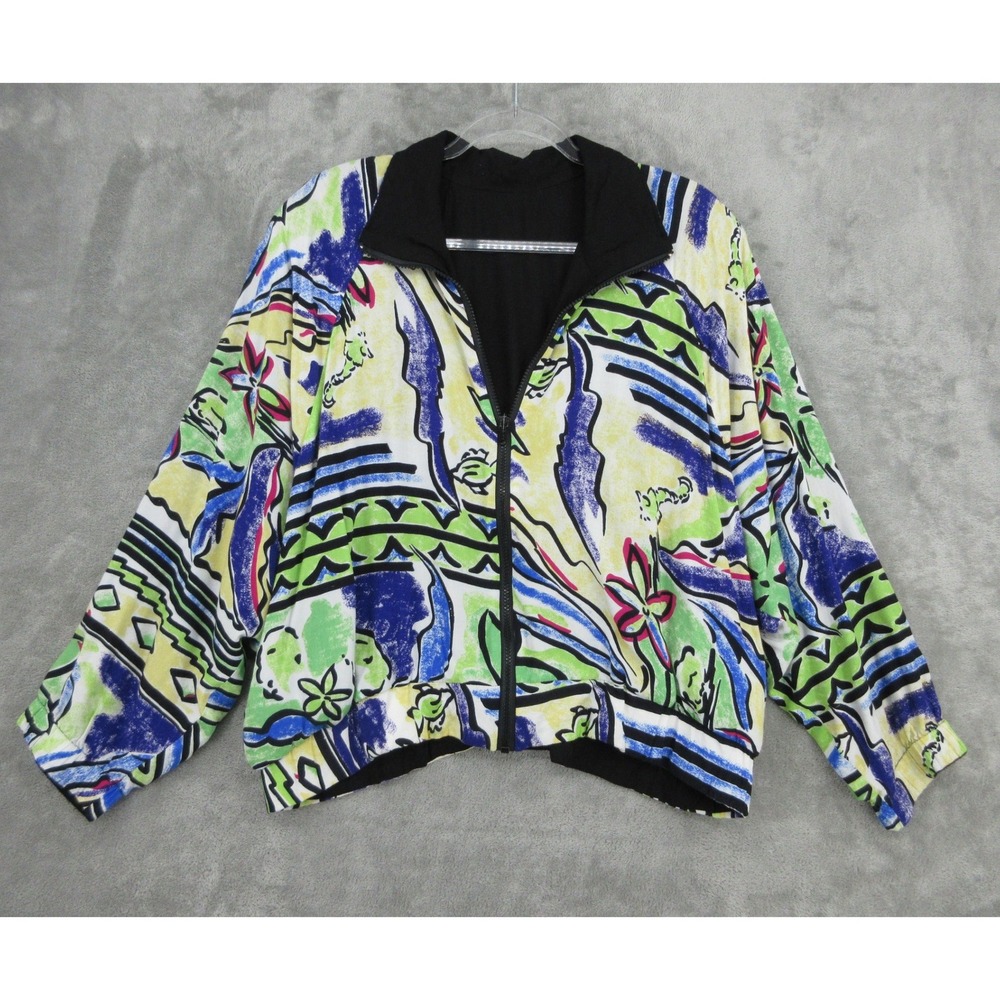 Coldwater Creek Jacket Womens Size M Reversible Pockets Dolman Sleeve Retro Zip